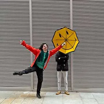Suck UK Smiley Face Folding Umbrella for Rain & Sun