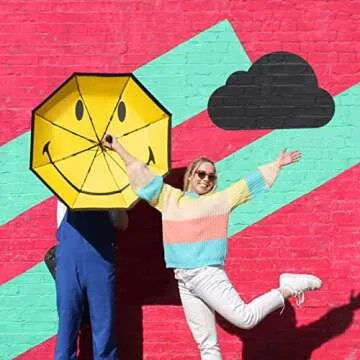 Suck UK Smiley Face Folding Umbrella for Rain & Sun
