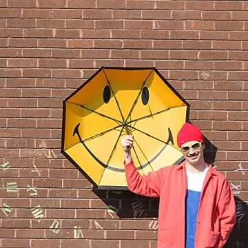 Suck UK Smiley Face Folding Umbrella for Rain & Sun