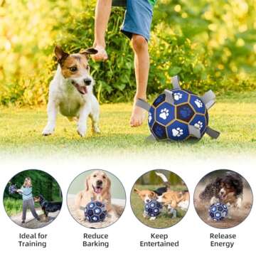 Dog Soccer Ball Interactive Dog Toys for Tug of War, Durable Outdoor Indoor Dog Water Toys with 9 Nylon Straps Gift Birthday for Small Dogs & Medium(6 inch)