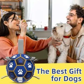 Dog Soccer Ball Interactive Dog Toys for Tug of War, Durable Outdoor Indoor Dog Water Toys with 9 Nylon Straps Gift Birthday for Small Dogs & Medium(6 inch)