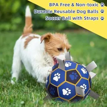 Dog Soccer Ball Interactive Dog Toys for Tug of War, Durable Outdoor Indoor Dog Water Toys with 9 Nylon Straps Gift Birthday for Small Dogs & Medium(6 inch)