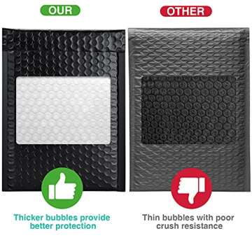 Metronic Bubble Mailers 6x10 Inch 25 Pack Usable Size 6x9" Black Bubble Mailer Waterproof Padded Envelopes for Gifts Packaging, Shipping, Mailing, Small Business Supplies