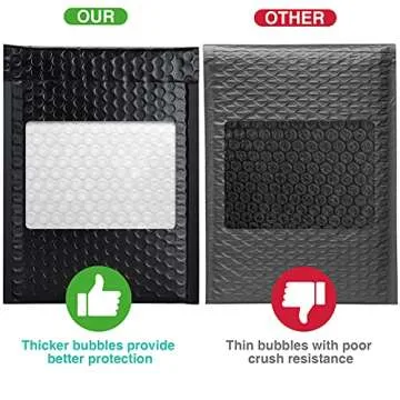 Metronic Bubble Mailers 6x10 Inch 25 Pack Usable Size 6x9" Black Bubble Mailer Waterproof Padded Envelopes for Gifts Packaging, Shipping, Mailing, Small Business Supplies