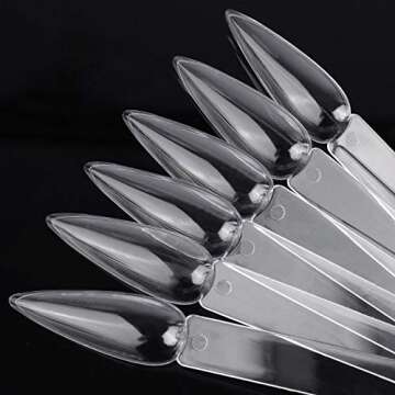 160Pcs Nail Swatch Sticks Stiletto Nail Sample Sticks Clear Nail Color Display Swatches Sticks with Metal Rings