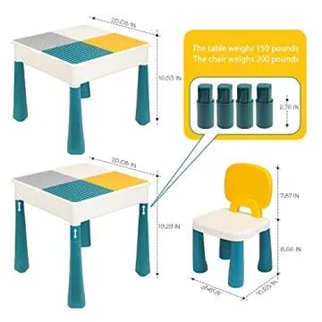 GobiDex All-in-One Kids Table and Chairs Set with 100PCS Preschool Classroom Must Haves Multi Activity Toddler Table Kids Building Blocks Toys for Kids Ages 3+