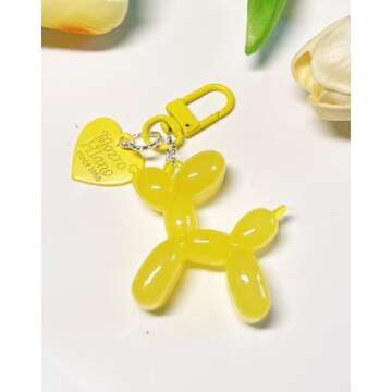 LAEKOU Jelly Balloon Dog Design Keychain for Women, Cute Girls Key Chain, Bag Charms Accessories for...