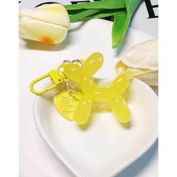 LAEKOU Jelly Balloon Dog Design Keychain for Women, Cute Girls Key Chain, Bag Charms Accessories for Car Purse Backpack