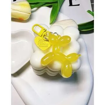 LAEKOU Jelly Balloon Dog Design Keychain for Women, Cute Girls Key Chain, Bag Charms Accessories for Car Purse Backpack