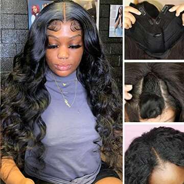LEOSA V Part Wig Body Wave Half Wigs for Black Women No Leave Out Thin Part Wig Glueless Wigs Long B...