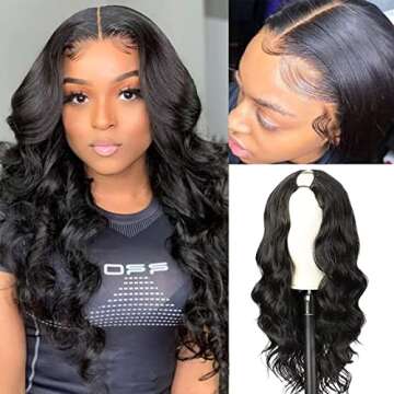 LEOSA V Part Wig Body Wave Half Wigs for Black Women No Leave Out Thin Part Wig Glueless Wigs Long Body Upgrade U Part Wigs Black V Part Half Wigs Beginner Friendly 150% Density Natural Color 24inch