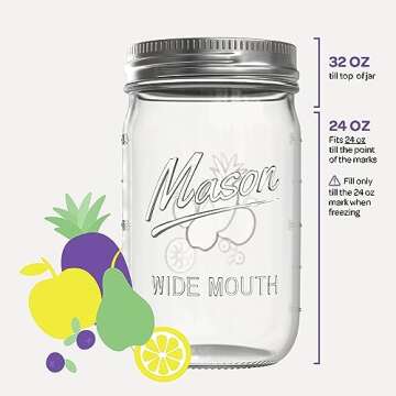 Quality SEWANTA Wide Mouth Mason Jars 32 oz - Perfect for Canning