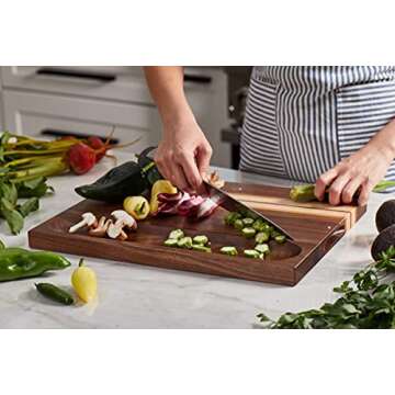 Sonder Los Angeles, Large Walnut/Cherry/Maple Wood Cutting Board for Kitchen, Charcuterie Wooden Board, Sorting Compartment, Reversible 17x13x1.1 in (Gift Box Included)