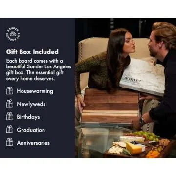 Sonder Los Angeles, Large Walnut/Cherry/Maple Wood Cutting Board for Kitchen, Charcuterie Wooden Board, Sorting Compartment, Reversible 17x13x1.1 in (Gift Box Included)