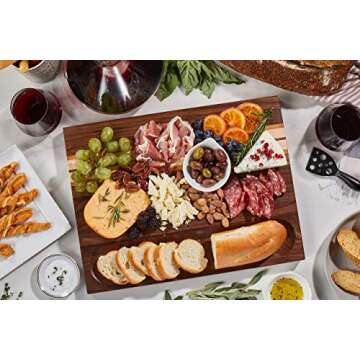 Sonder Los Angeles, Large Walnut/Cherry/Maple Wood Cutting Board for Kitchen, Charcuterie Wooden Board, Sorting Compartment, Reversible 17x13x1.1 in (Gift Box Included)