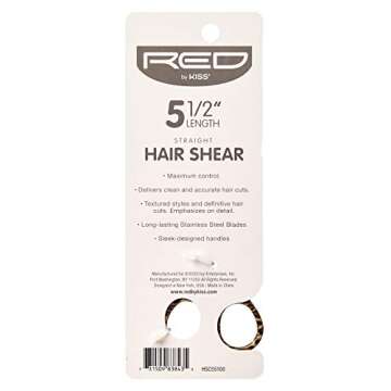 Red by Kiss Straight Hair Cut Shear, Ergonomic Design, Light Weight (Hair Shear, 5.5") No Extra Maintenance Needed