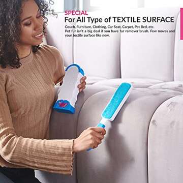 WELLTED Self-Cleaning Pet Hair Remover Brush for Fur & Lint