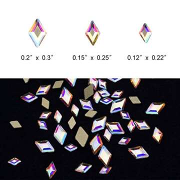 Tisslan 100pcs Mix 3 Sizes 3D Nail Crystal AB Flatback Rhombus Diamond Rhinestone Accessories Craft DIY Supply