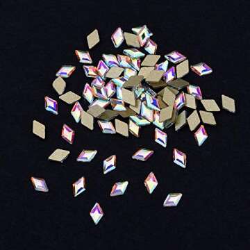 Tisslan 100pcs Mix 3 Sizes 3D Nail Crystal AB Flatback Rhombus Diamond Rhinestone Accessories Craft DIY Supply