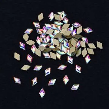 Tisslan 100pcs Mix 3 Sizes 3D Nail Crystal AB Flatback Rhombus Diamond Rhinestone Accessories Craft DIY Supply