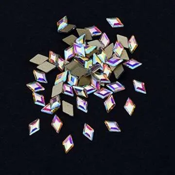 Tisslan 100pcs Mix 3 Sizes 3D Nail Crystal AB Flatback Rhombus Diamond Rhinestone Accessories Craft DIY Supply
