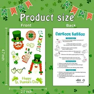 Partywind 12 Sheets Glow St Patrick's Day Temporary Tattoos for Kids, Luminous Saint Patrick's Day Accessories Party Decorations, Irish Shamrock Stickers Goodie Bags Stuffers