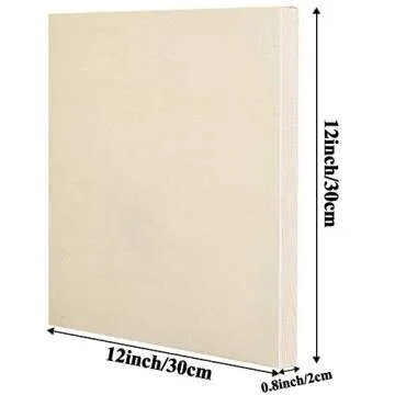 ADXCO 8 Pack Wood Panels 12 x 12 Inch Unfinished Wood Canvas Wooden Panel Boards for Painting, Pouri...