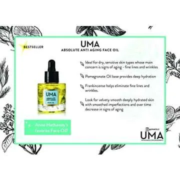 UMA Absolute Anti Aging Face Oil For Wrinkles & Dryness | 100% Natural, Non-toxic, and free from all synthetics | Daily Ayurvedic Moisturizer for youthful skin (1fl oz | 30ml)