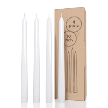 Candwax Taper Candles 10 inch Dripless Set of 4 Ideal for Dinners