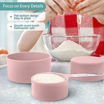 Stylish 8 Piece Measuring Cups and Spoons Set in Pink