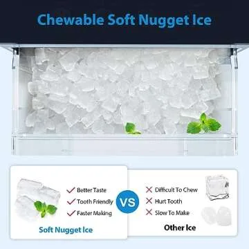 Aeitto Nugget Ice Maker: 55 lbs Chewable Ice Daily