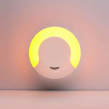Sleep Aid Amber Night Light Plug in with Dusk to Dawn Sensor, Low Blue LED Promotes melatonin Production and Healthy Sleep, ON-Off-Auto Toggle, 2-Pack