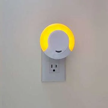 Sleep Aid Amber Night Light Plug in with Dusk to Dawn Sensor, Low Blue LED Promotes melatonin Production and Healthy Sleep, ON-Off-Auto Toggle, 2-Pack