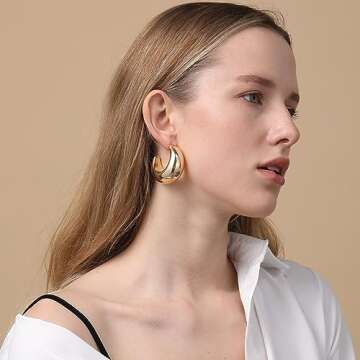 Buy VULETO Extra Large Gold Hoop Earrings for Women