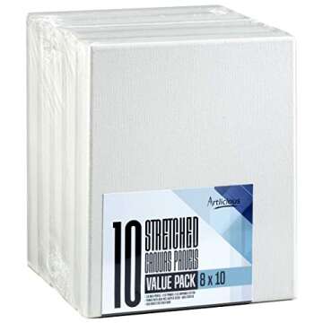 Artlicious Canvases for Painting - 10 Pack White, 8 x 10 Inch Blank Canvas Boards - Stretched Art Pa...