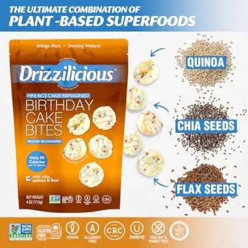 Drizzilicious Mini Rice Cakes Birthday Cake - Rice Crisps, Healthy Snack for Adults and Kids, Flavored Rice Cakes, Vegan, Gluten Free, Allergen Free, Only 90 Calories Per Serving - 4 oz (Pack of 2)