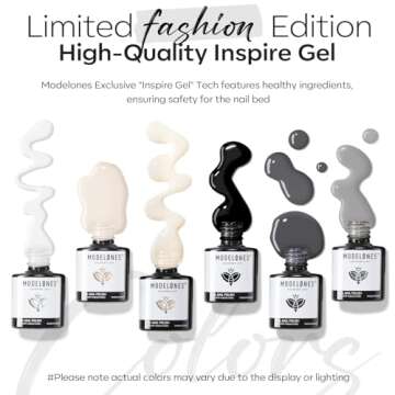 Modelones White Black Gel Nail Polish Set - 6 Colors Black Milky White Neutral Nude Gray Glitter Gel...