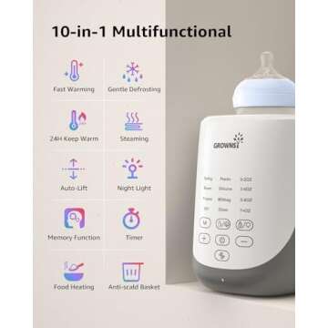 GROWNSY 10-in-1 Baby Bottle Warmer with Night Light