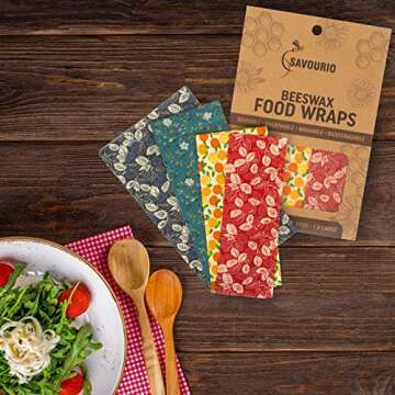 Eco-Friendly Beeswax Food Wraps - 4 Pack for Sustainable Living