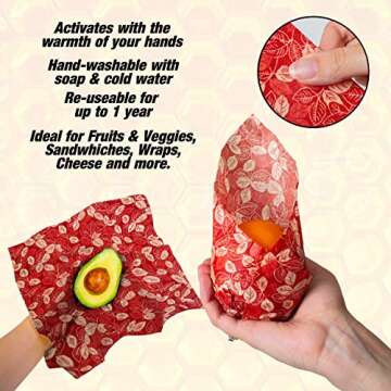 Eco-Friendly Beeswax Food Wraps - 4 Pack for Sustainable Living