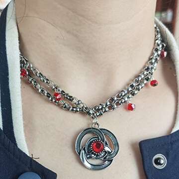 KANGSHUN New American Movie Princess Rhaenyra Targaryen Red Ruby Necklace Pendant Fashion Jewelry chrismas Gifts (N1090)