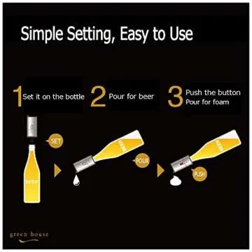 GREEN HOUSE Bottled Beer Foam Maker - Awesome Compact Gift for Beer Lovers. Basic Bottled Beer into a Delicious & Fine Tasty Beer with Ultra Fine Foam.