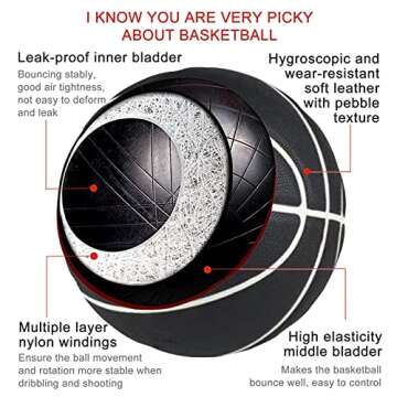 MINDCOLLISION Smiling Face Basketball, Moisture-Absorbing Pu Leather, Soft, Good Grip, Indoor and Ou...