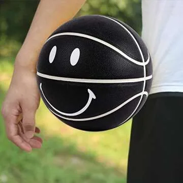 MINDCOLLISION Smiling Face Basketball, Moisture-Absorbing Pu Leather, Soft, Good Grip, Indoor and Outdoor Training and Competition, Home Decoration, No. 5 and No. 7