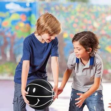 MINDCOLLISION Smiling Face Basketball, Moisture-Absorbing Pu Leather, Soft, Good Grip, Indoor and Outdoor Training and Competition, Home Decoration, No. 5 and No. 7