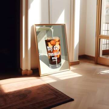 Coffee Wall Art Black Woman Wall Art Black Girl Poster Trendy Wall Art My Cup Runneth Over Modern Woman Wall Art Abstract African Women Pictures Home Decor for Living Room Kitchen Bar 16"x24" Unframed