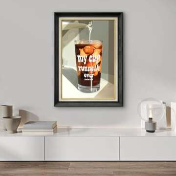Coffee Wall Art Black Woman Wall Art Black Girl Poster Trendy Wall Art My Cup Runneth Over Modern Woman Wall Art Abstract African Women Pictures Home Decor for Living Room Kitchen Bar 16"x24" Unframed