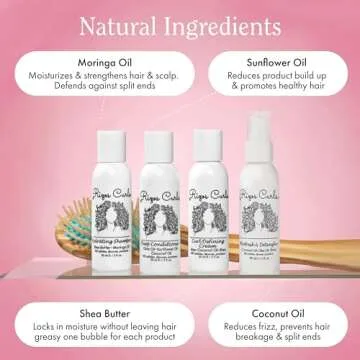 Rizos Curls 4-Step Travel Kit for Curly Hair: Curl Defining Cream, Shampoo, Conditioner, Refresh & Detangle (2 fl oz each)