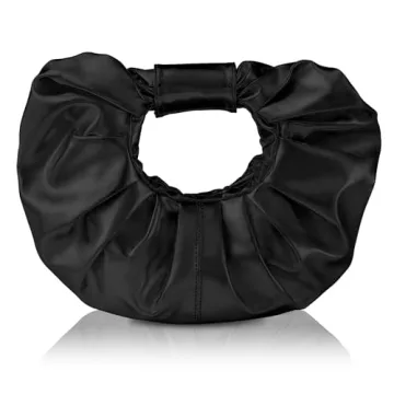 JENSVOIR Clutch Purse for Women - Black Evening Clutch PU Leather Pleated Bag Designer Purse for Par...