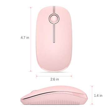 VssoPlor Wireless Mouse, 2.4G Slim Portable Computer Mice with Nano Receiver for Notebook, PC, Laptop, Computer (Pure Pink)